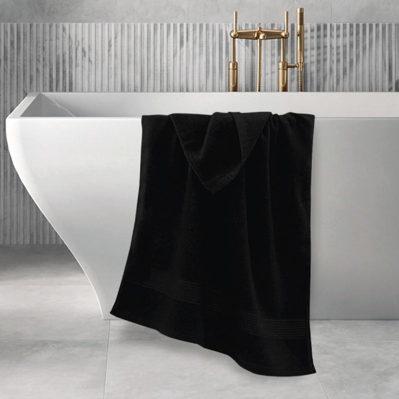 Siesta Zen Jumbo Bath Sheet 600GSM 100% Egyptian Cotton Towel - Extra Large 90x180cm (35"x70") - Ultra Soft & Highly Absorbent - Black - Image 5